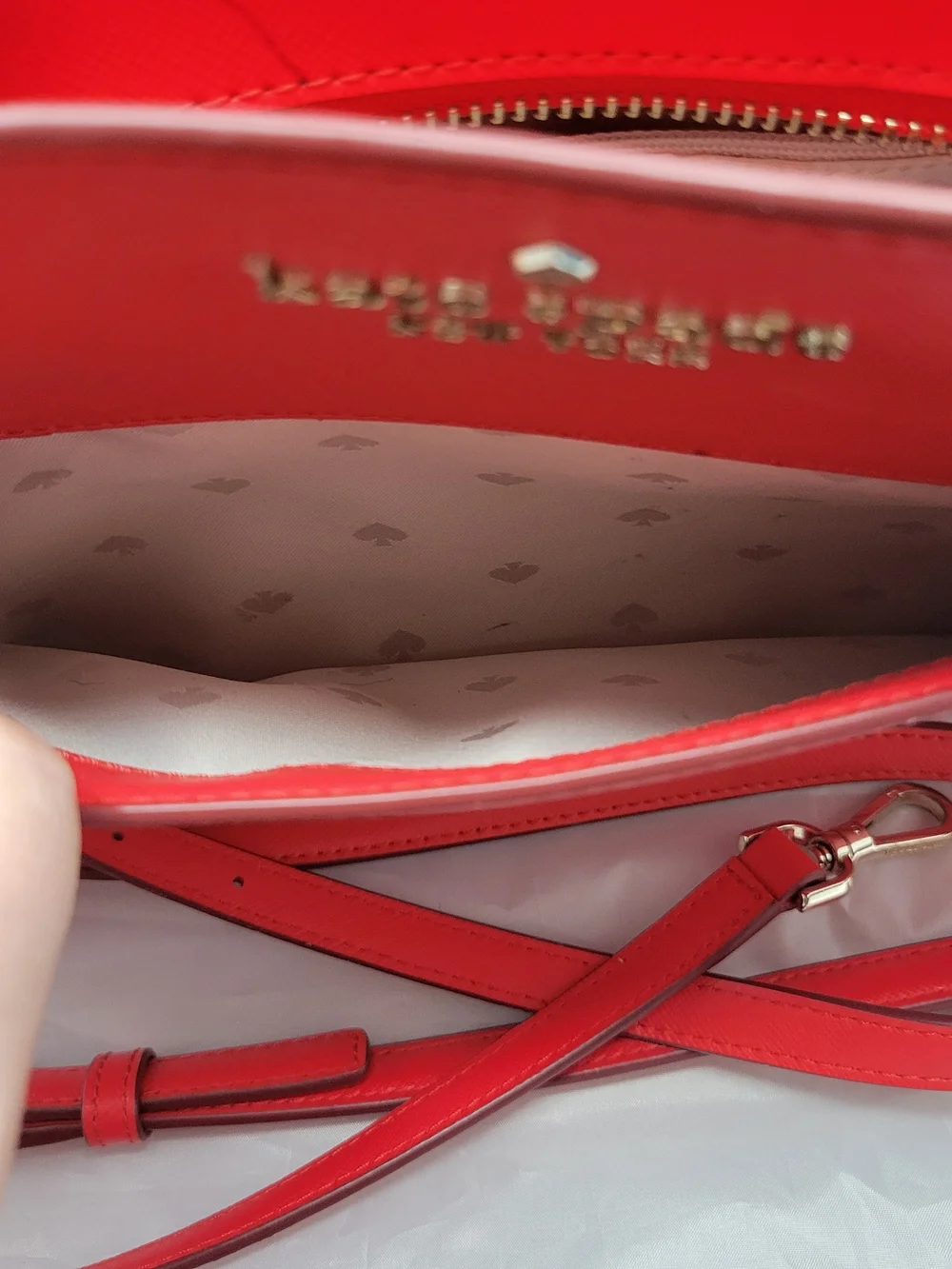 kate spade New York Red Structured Satchel With Long Strap
